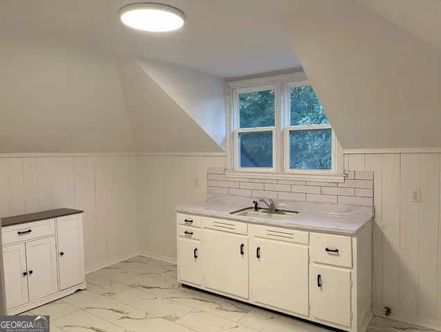 a view with cabinets