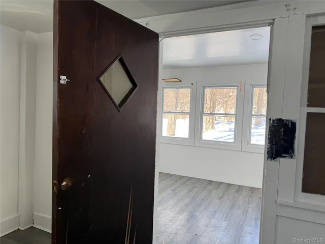 a view of a livingroom with a window
