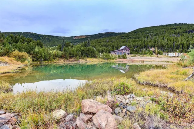 a view of a lake with a mountain in the background