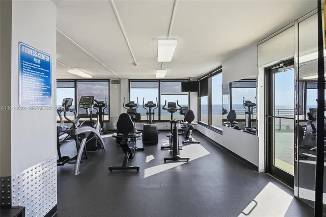 a view of a room with gym equipment
