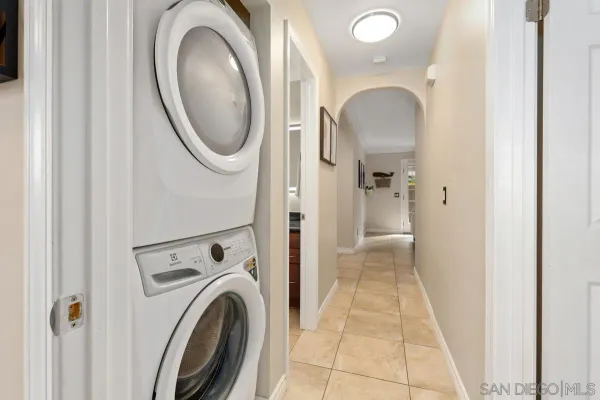 a view of a bathroom with washing machine
