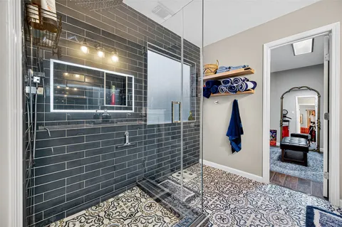 a bathroom with a shower