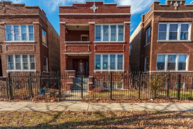 a view of a building with a door