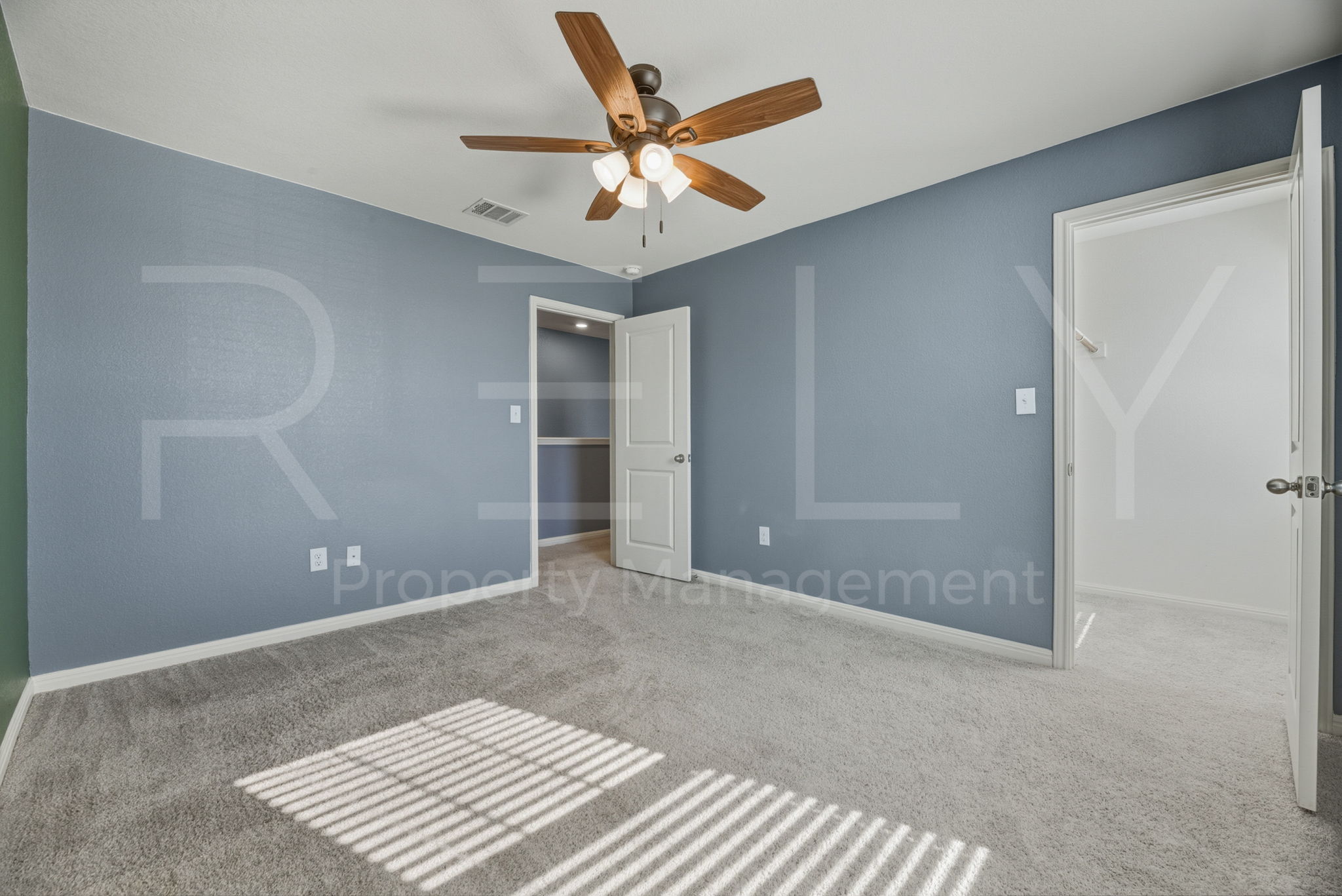 220 Wonderful Life Way Jarrell, TX 76537 - Photo 27 of 35 Unfurnished bedroom with carpet floors and ceiling fan