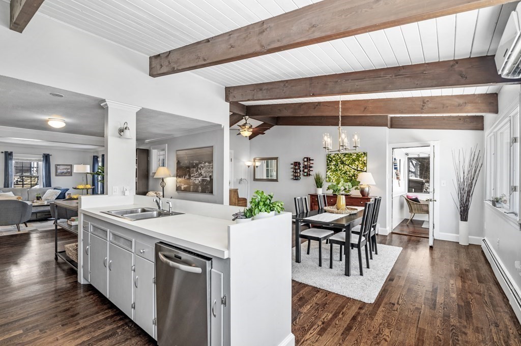19 Walnut Road Swampscott, MA 01907 - Photo 7 of 36 a kitchen with stainless steel appliances a dining table chairs and wooden floor