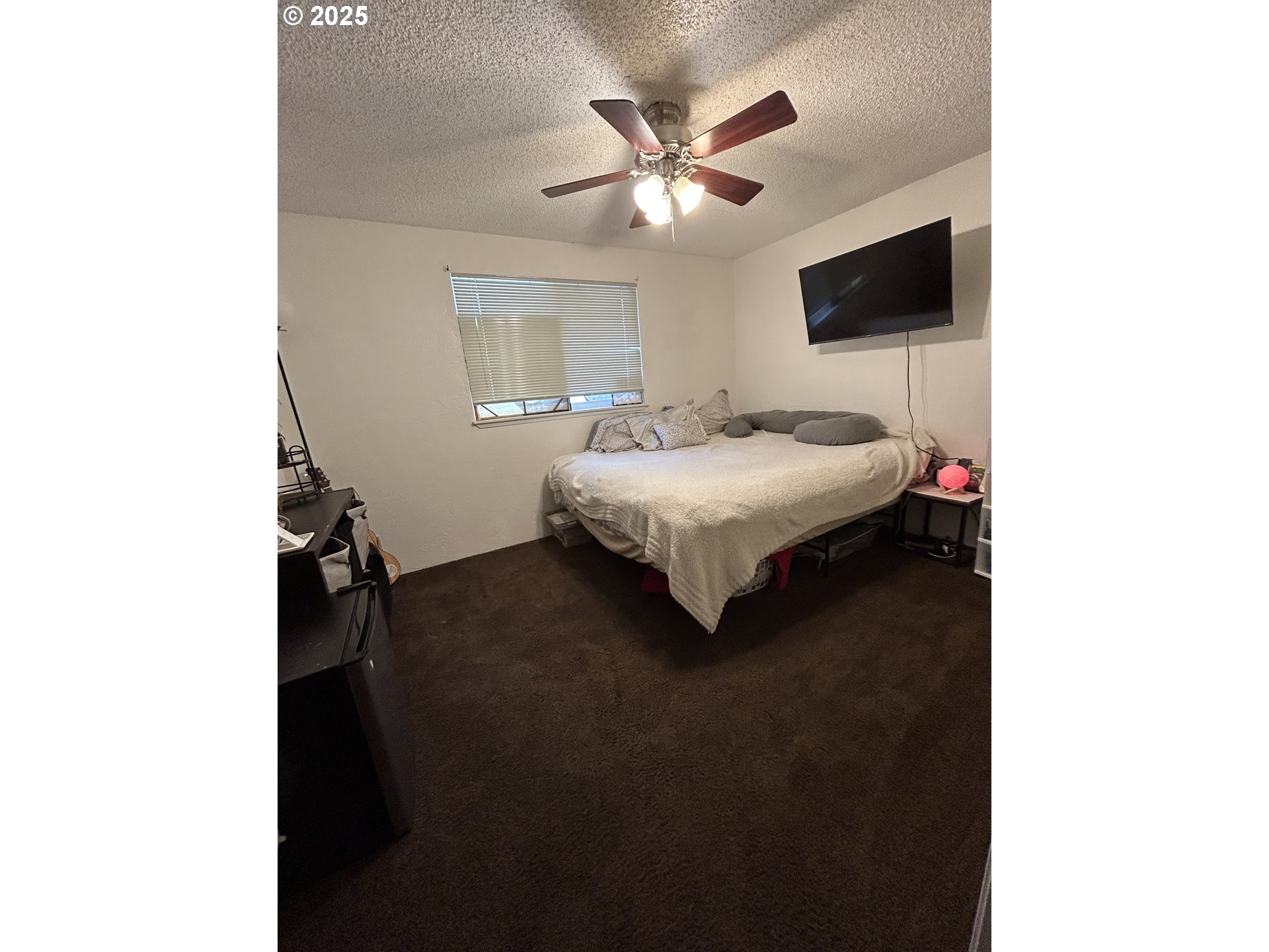 5495 A Units 69 70 71 72 Street Springfield, OR 97478 - Photo 12 of 13 a bedroom with a bed and a ceiling fan