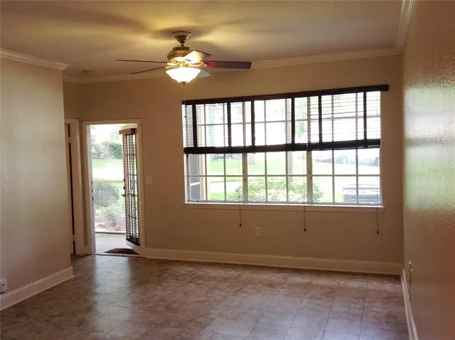 a view of a livingroom with a window