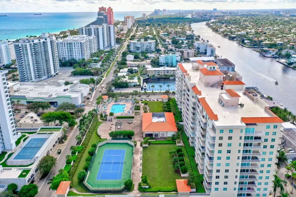 a view of a city with tall buildings