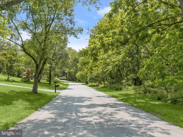 a view of a street with a yard