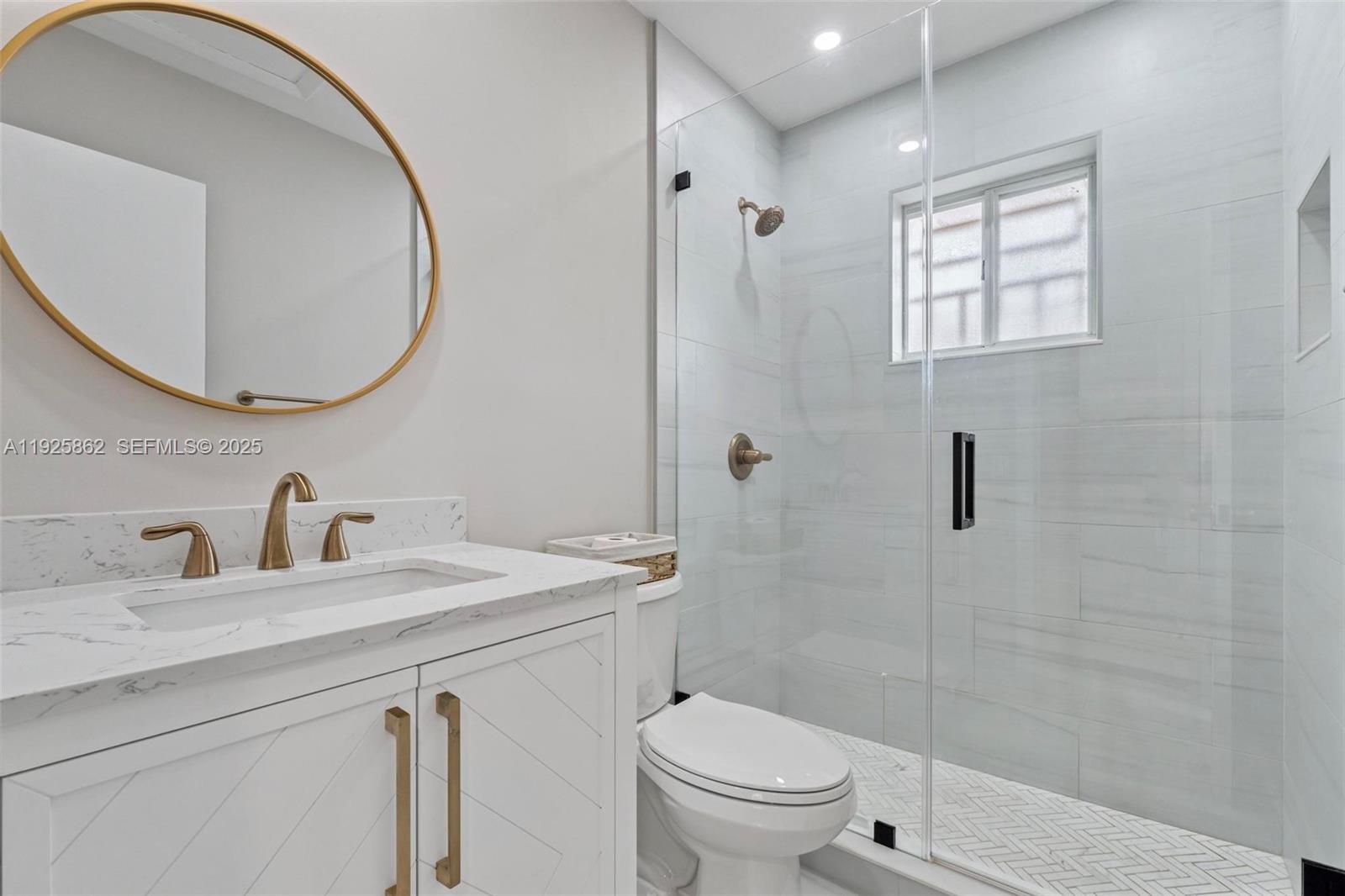10101 West Okeechobee Road, Unit 13202 Hialeah Gardens, FL 33016 - Photo 30 of 30 a bathroom with a granite countertop sink toilet and shower