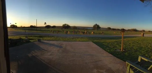 a view of a street with outside space