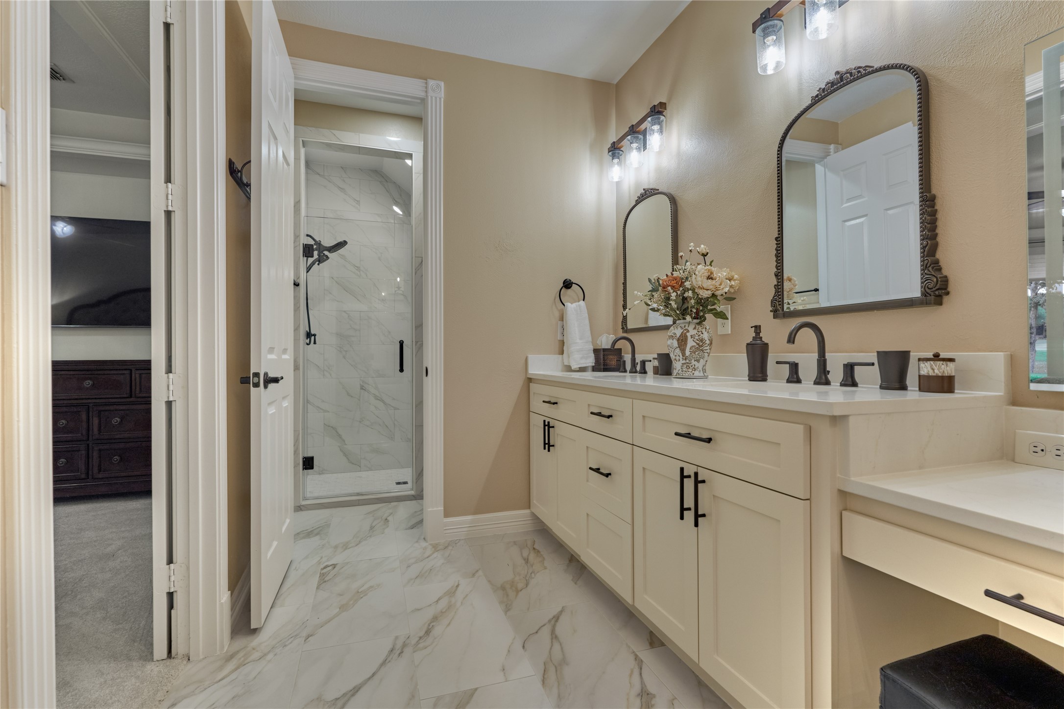 203 Monterrey Road East Montgomery, TX 77356 - Photo 27 of 50 New tile flooring, new vanity with dual sinks, new mirrors, plumbing and hardware.
