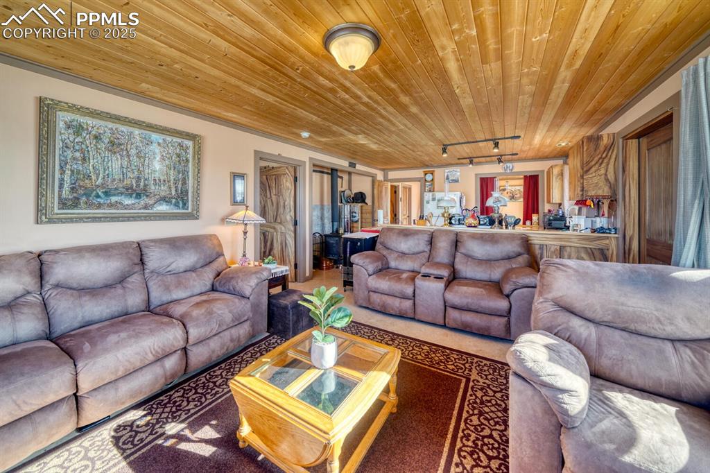 565 Pass Peak Road Westcliffe, CO 81252 - Photo 5 of 50 a living room with furniture and a chandelier
