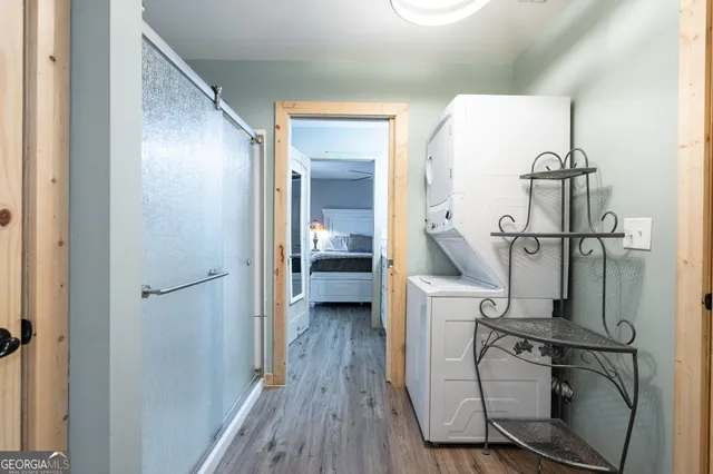 a view of a bathroom from a hallway