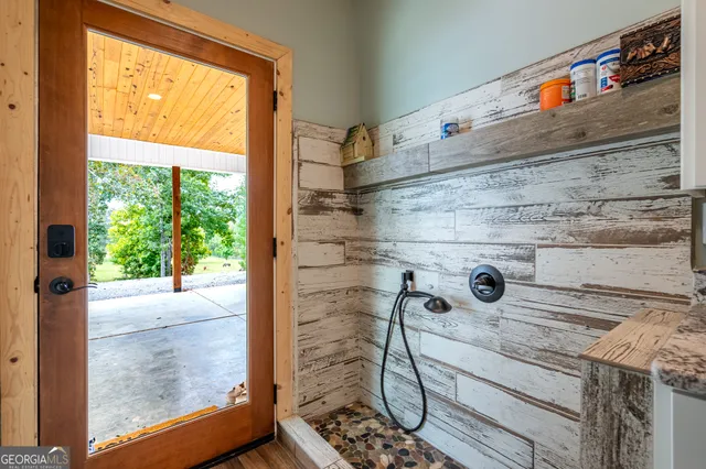 a bathroom with a shower