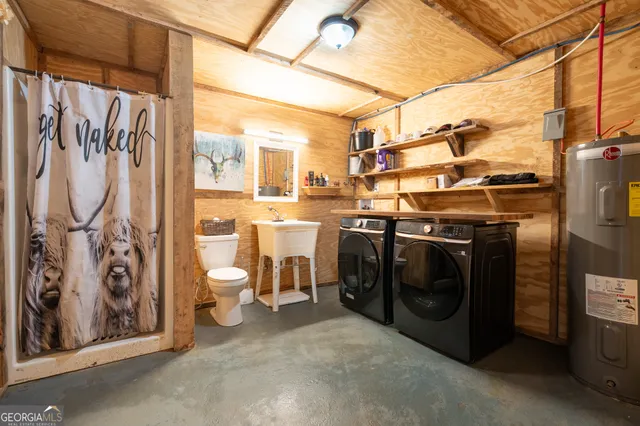 a view of balcony with furniture