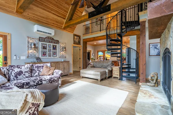 a living room with furniture