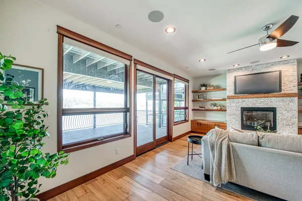 a front view of a house with a garage