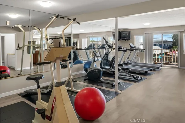 a view of a room with gym equipment