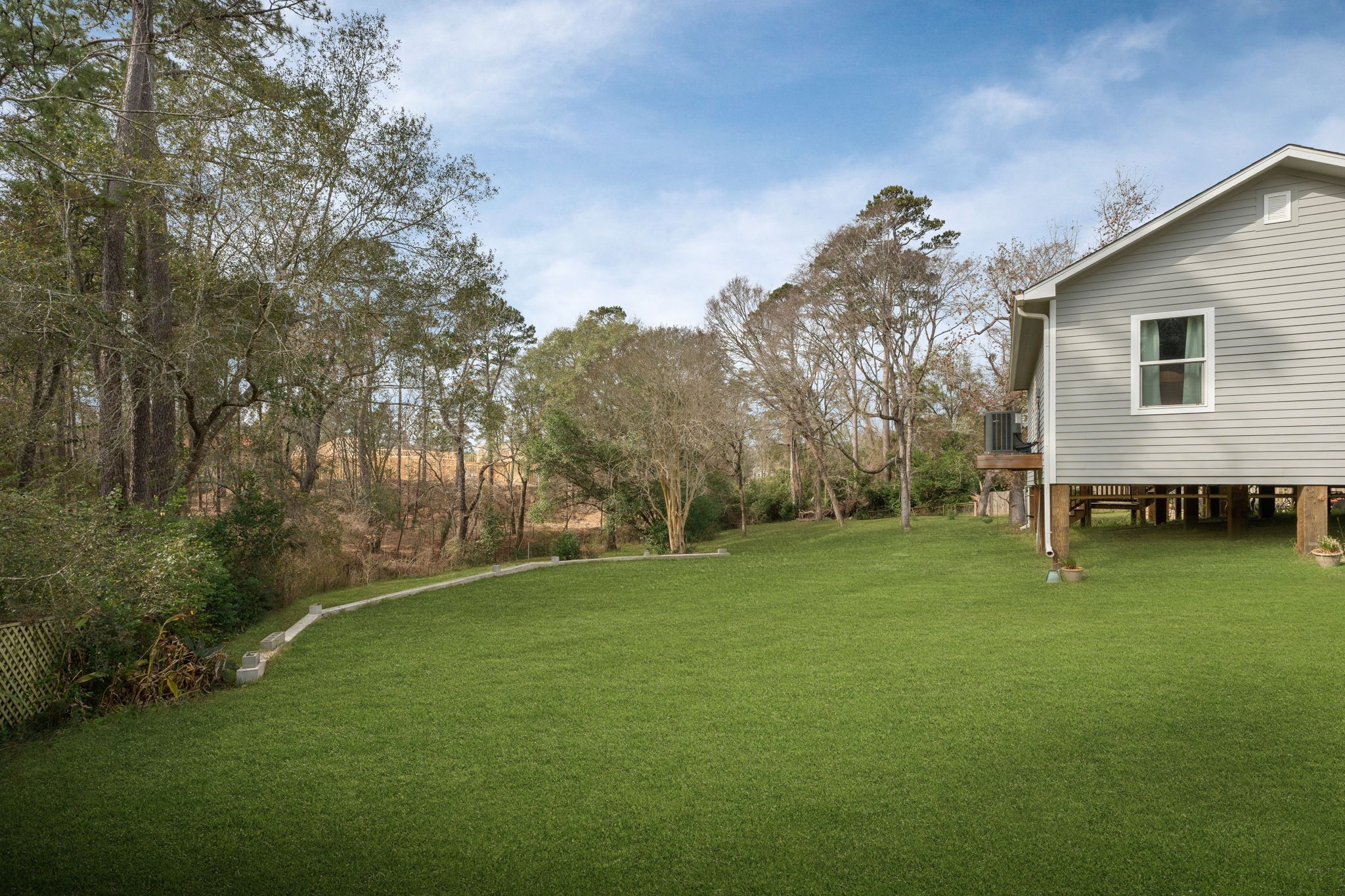 11706 Bogs Court Tomball, TX 77375 - Photo 36 of 42 a backyard of a house with lots of green space