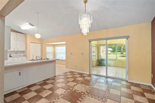 a view of a livingroom with a chandelier