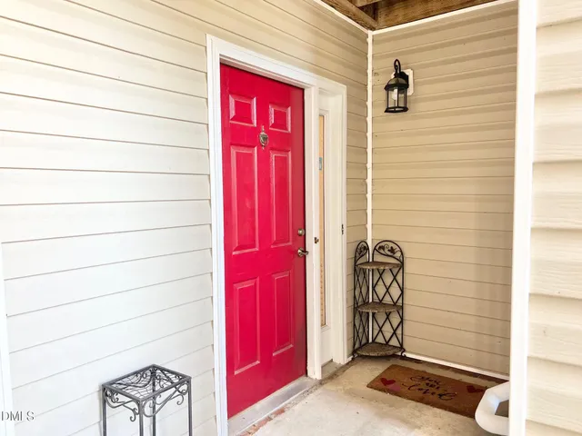 a front view of a house with a door