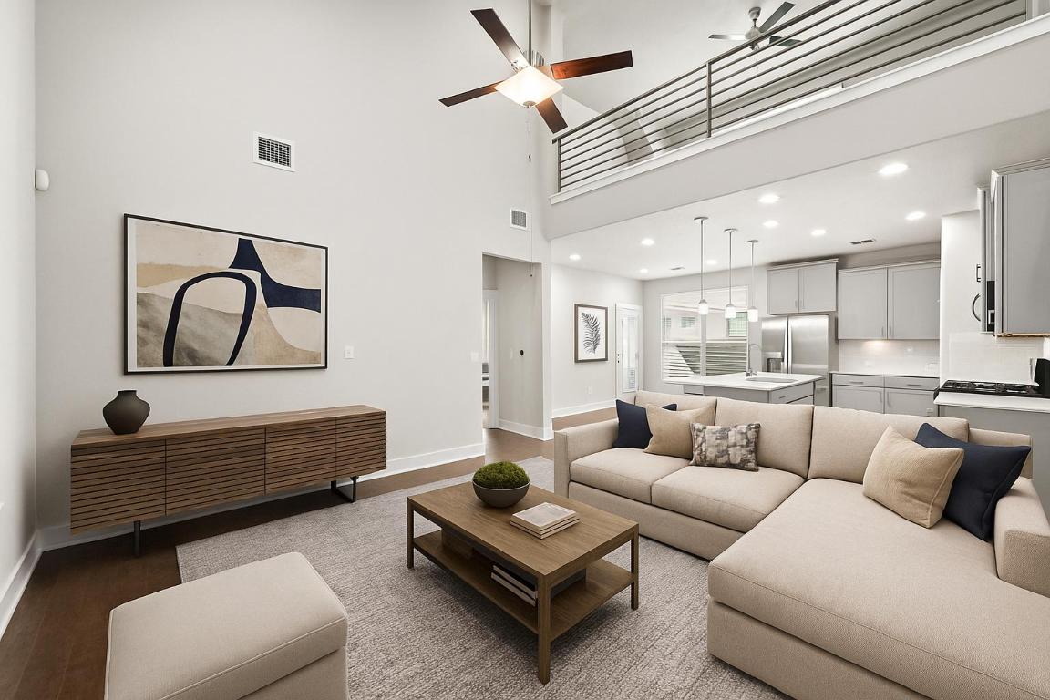 a living room with furniture