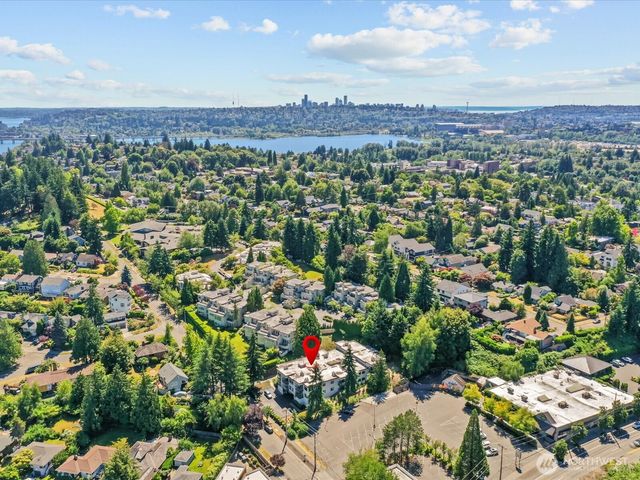 a view of a city with a mountain