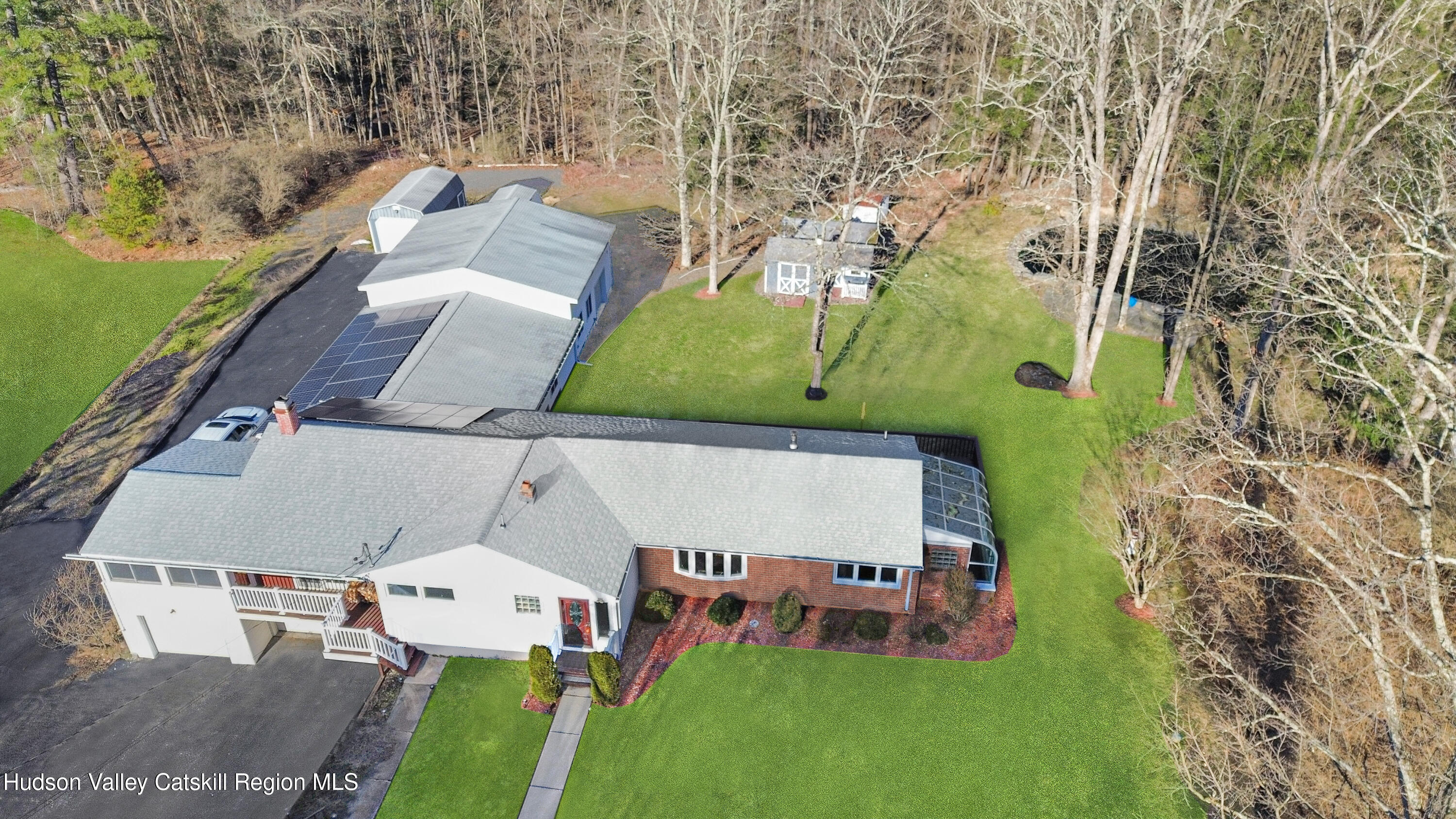 47 Meyers Road Kingston, NY 12401 - Photo 61 of 64 an aerial view of a house with a garden and lake view