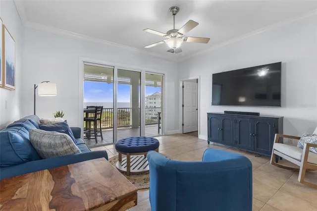 a view of a balcony with furniture