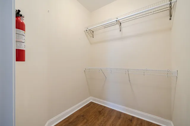 a view of a room with racks on the wall