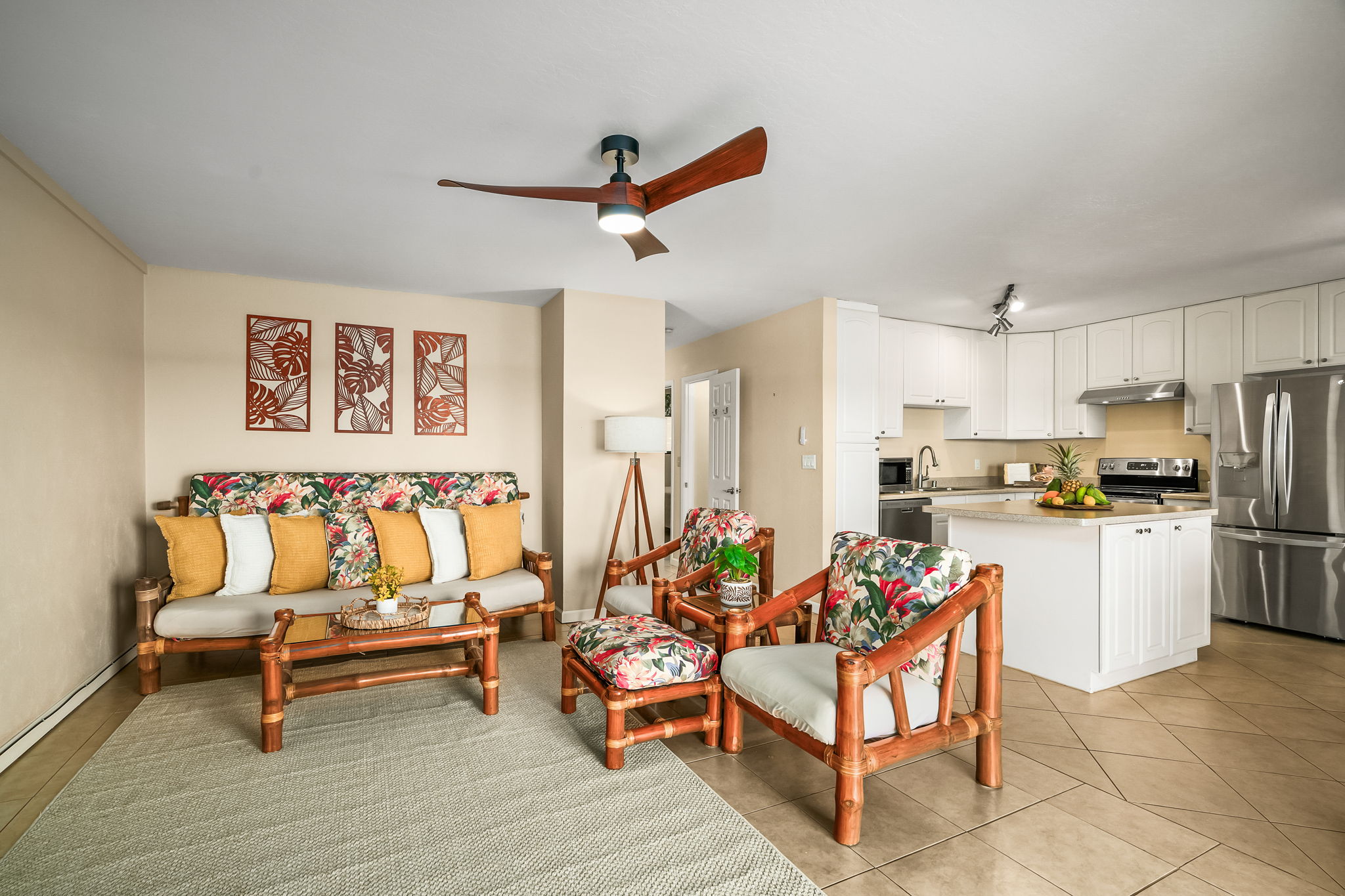 4451 Moana Road, Unit 309 Waimea, HI 96796 - Photo 8 of 21 a living room with granite countertop furniture and kitchen view