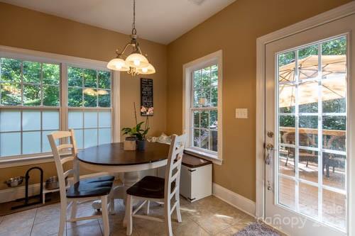 207 Streamside Place Mooresville, NC 28115 - Photo 12 of 42 a dining room with furniture large windows and a chandelier