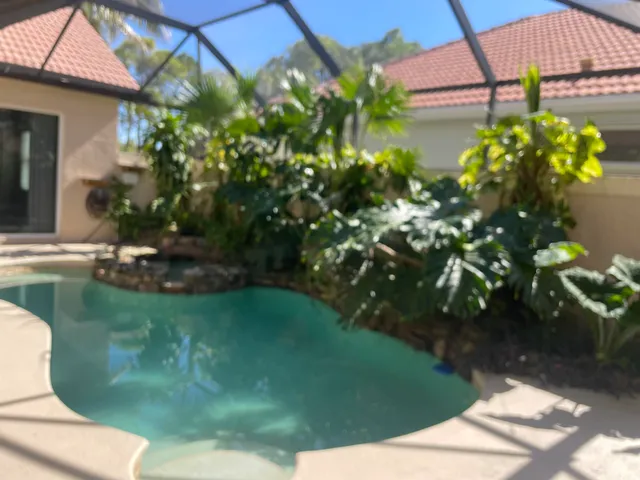 a backyard of a house with lots of green space