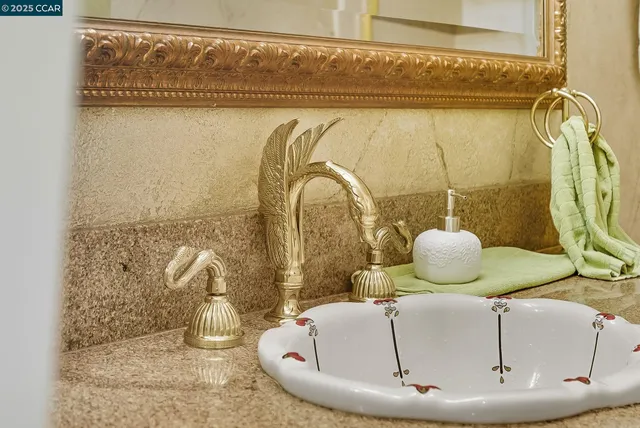 a close view of a chandelier