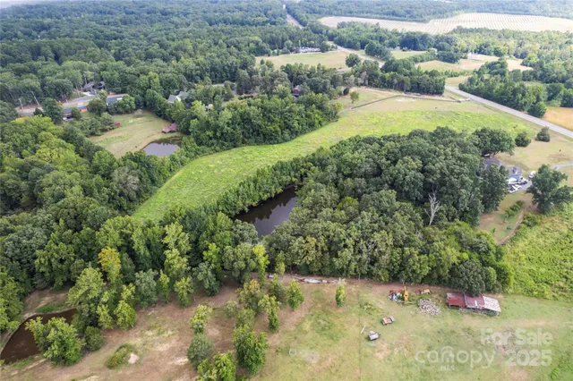 an aerial view of residential house with green space