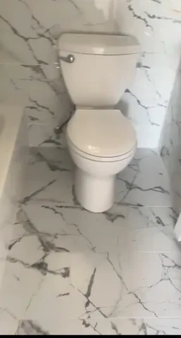 a white toilet sitting next to a white sink