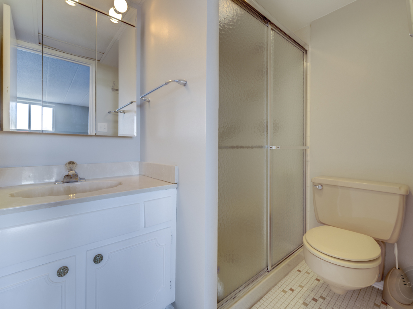 100 West Butterfield Road, Unit 405N Elmhurst, IL 60126 - Photo 18 of 27 a bathroom with a granite countertop sink toilet and shower