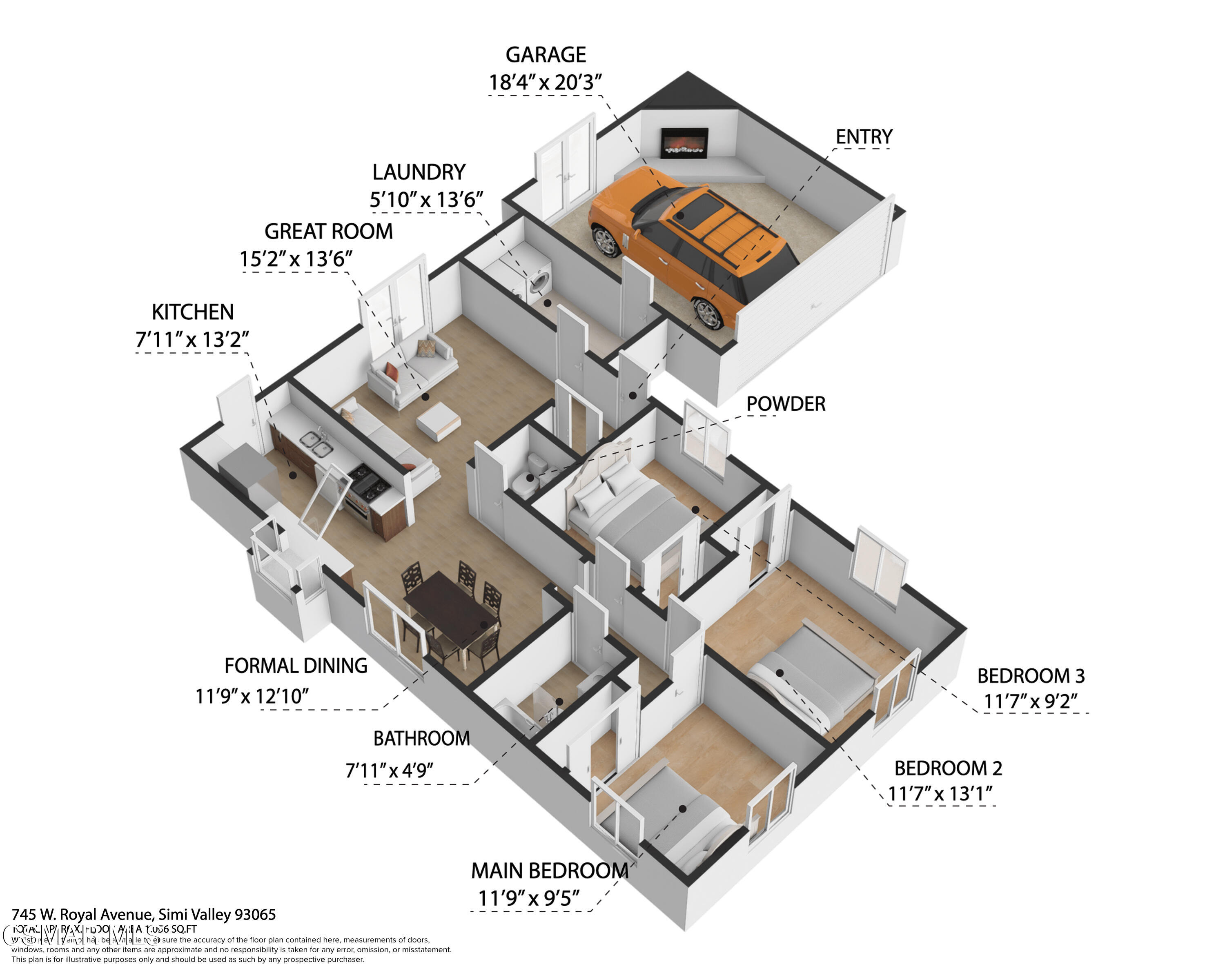 745 Royal Avenue Simi Valley, CA 93065 - Photo 41 of 42 745 Royal Ave.- 3D Floorplan