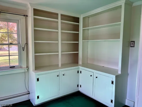 a room with cabinets