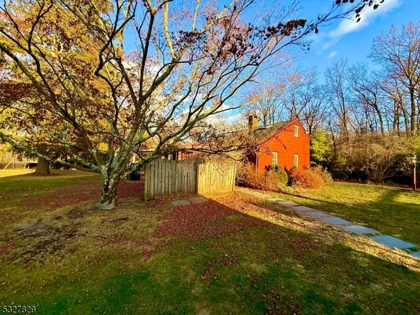 a view of a yard with an tree