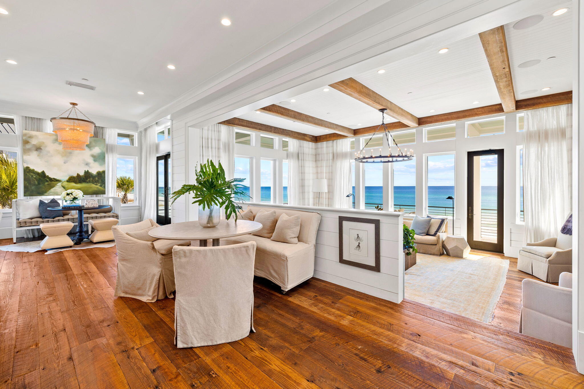 376 Beachfront Trail Santa Rosa Beach, FL 32459 - Photo 15 of 62 a living room with fireplace furniture and a large window