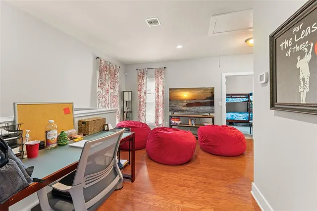 a view of a chair and table in balcony