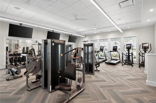 a view of a room with gym equipment