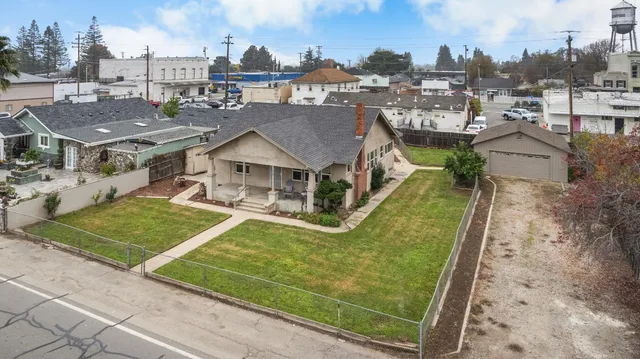 an aerial view of a house