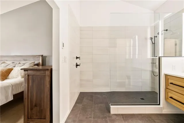 a bathroom with a shower