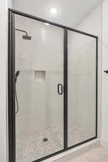 a bathroom with a tub