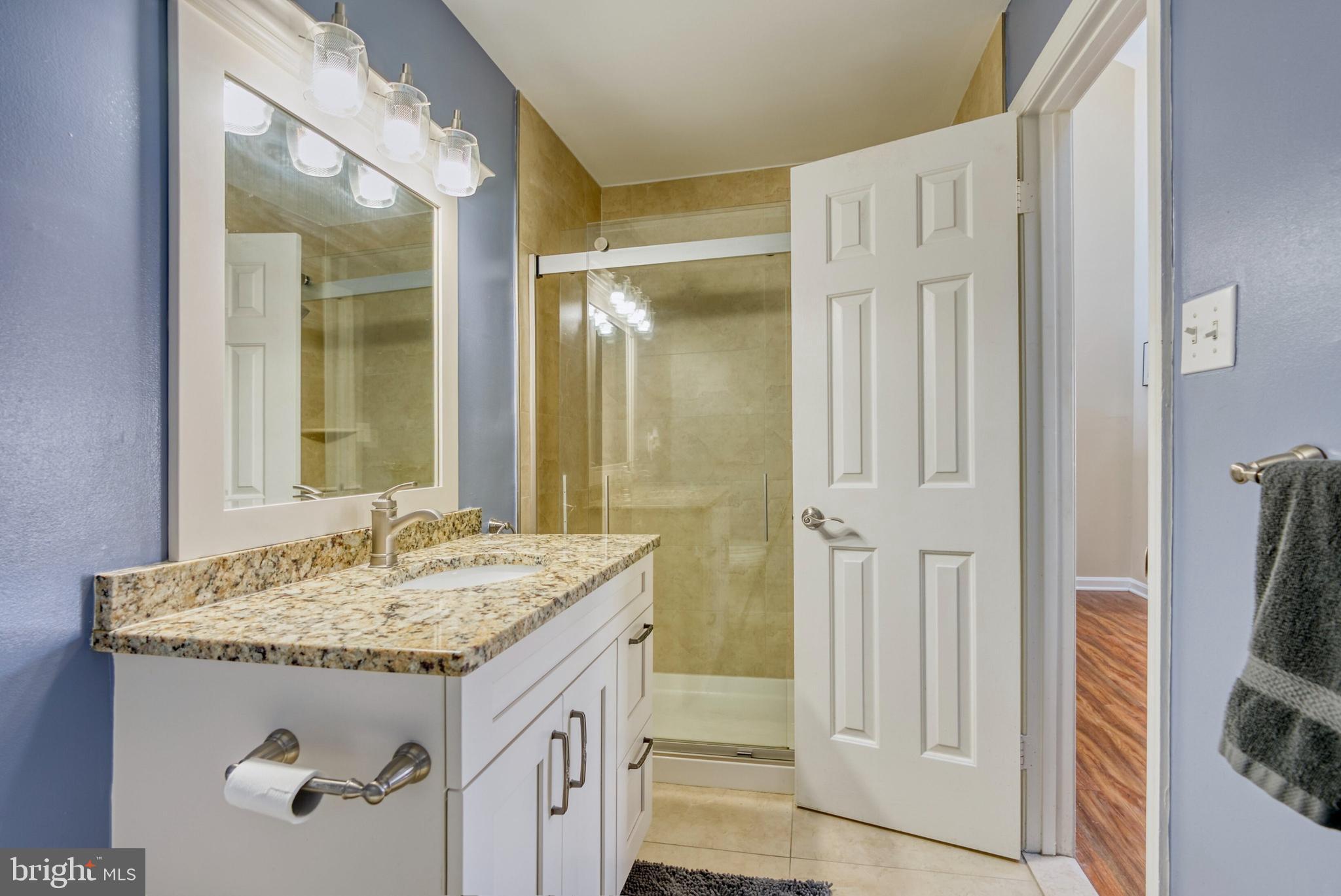 2041 Lyttonsville Road Silver Spring, MD 20910 - Photo 22 of 42 a bathroom with a granite countertop sink and a mirror