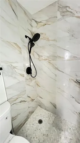 a bathroom with a shower