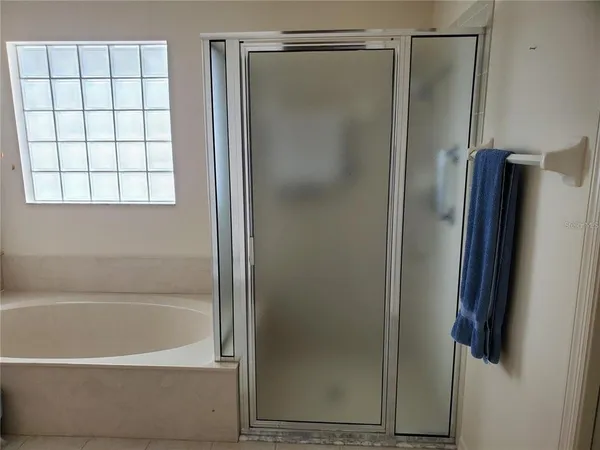 a bathroom with a bathtub